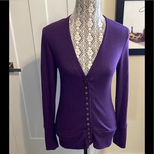 Zenana Outfitters Purple cardigan, long sleeves, sz M, snap front